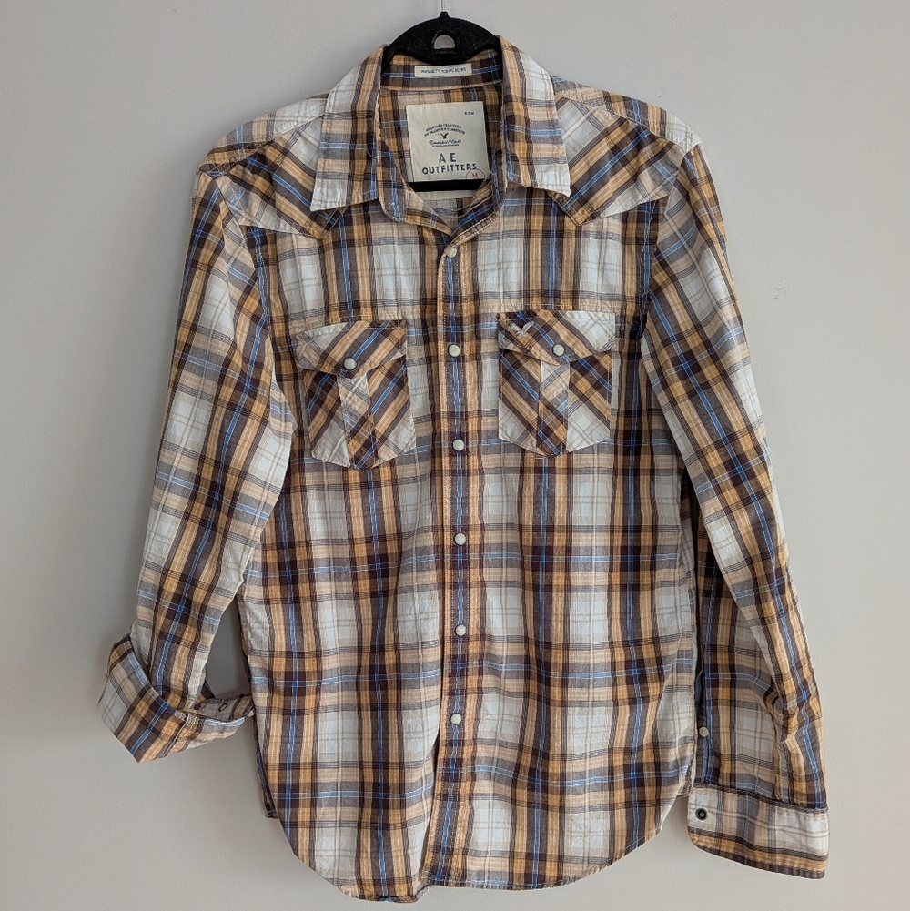 American Eagle Vintage Fit Snap Button Long-sleeved Western Shirt M